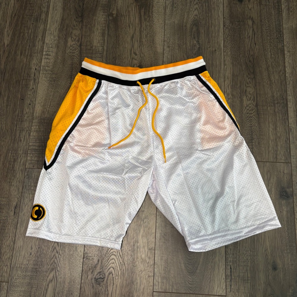 Civic‎ Sports Co Pittsburgh Basketball Mesh Shorts White Gold Black Mens XL